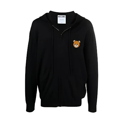 MOSCHINO FW21 Teddy Bear Print Zip Hoodie Jacket Black () A0905-7000-0555