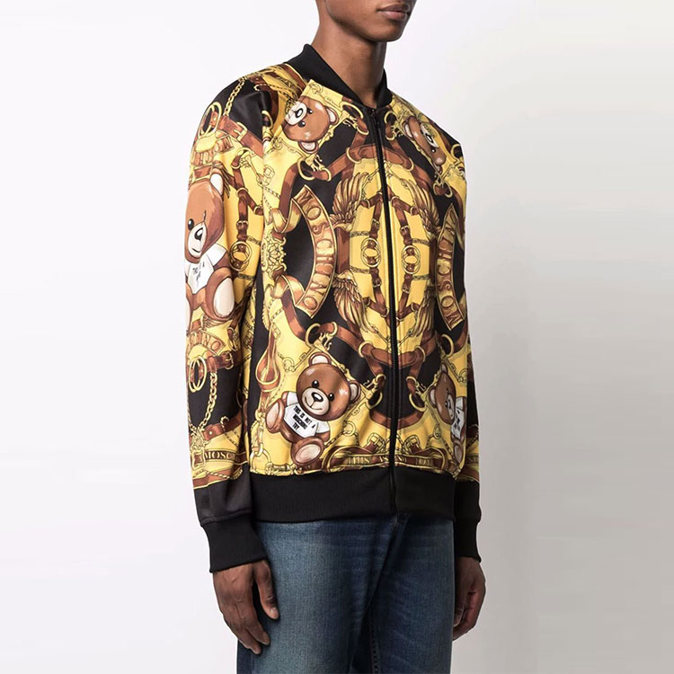 Shop Moschino FW21 Teddy Bear Printed Yellow Jacket Men’s Fashion Outerwear J1705-5229-1555