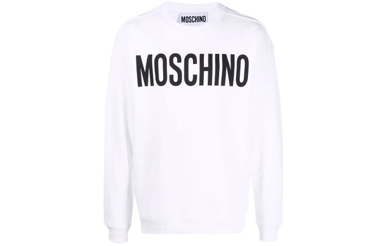 MOSCHINO FW21 White Crewneck Sweatshirt with Letter Logo Print 17187-027J-1001