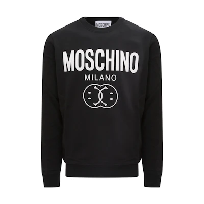 MOSCHINO FW22 Black Logo Print Crewneck Sweatshirt Long Sleeve. A1719-5228-1555