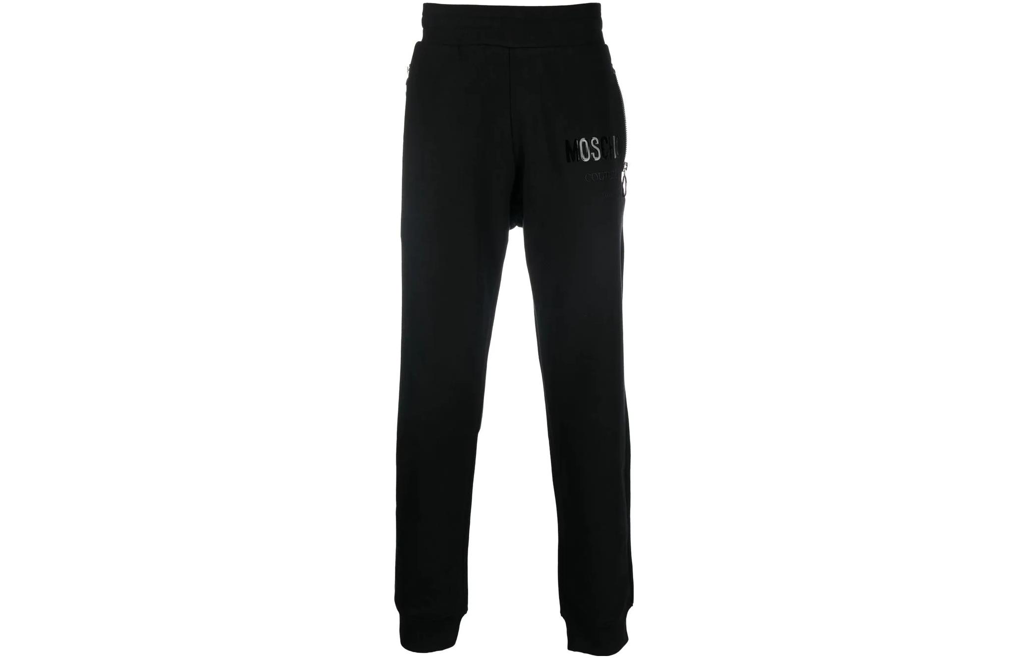 MOSCHINO FW22  Black Logo Print Elastic Waist Jogger Sweatpants. J0339-5228-1555