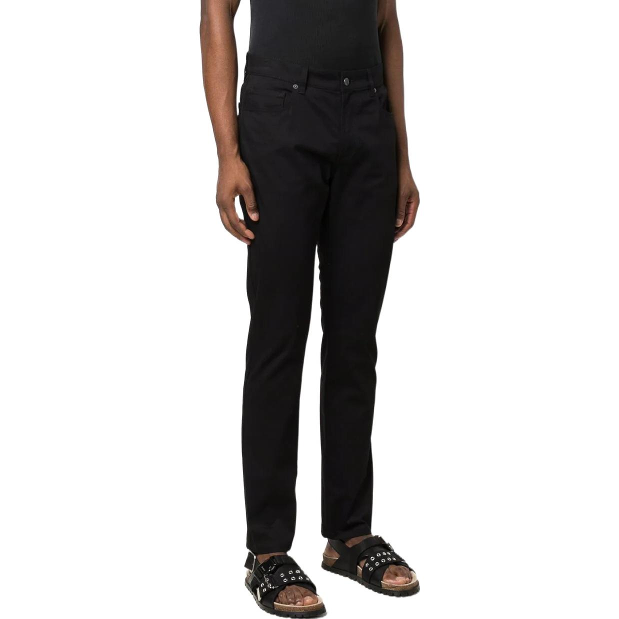 Shop 모스키노 FW22 블랙 로고 스트레이트 레그 캐주얼 팬츠 A0341-2021-0555