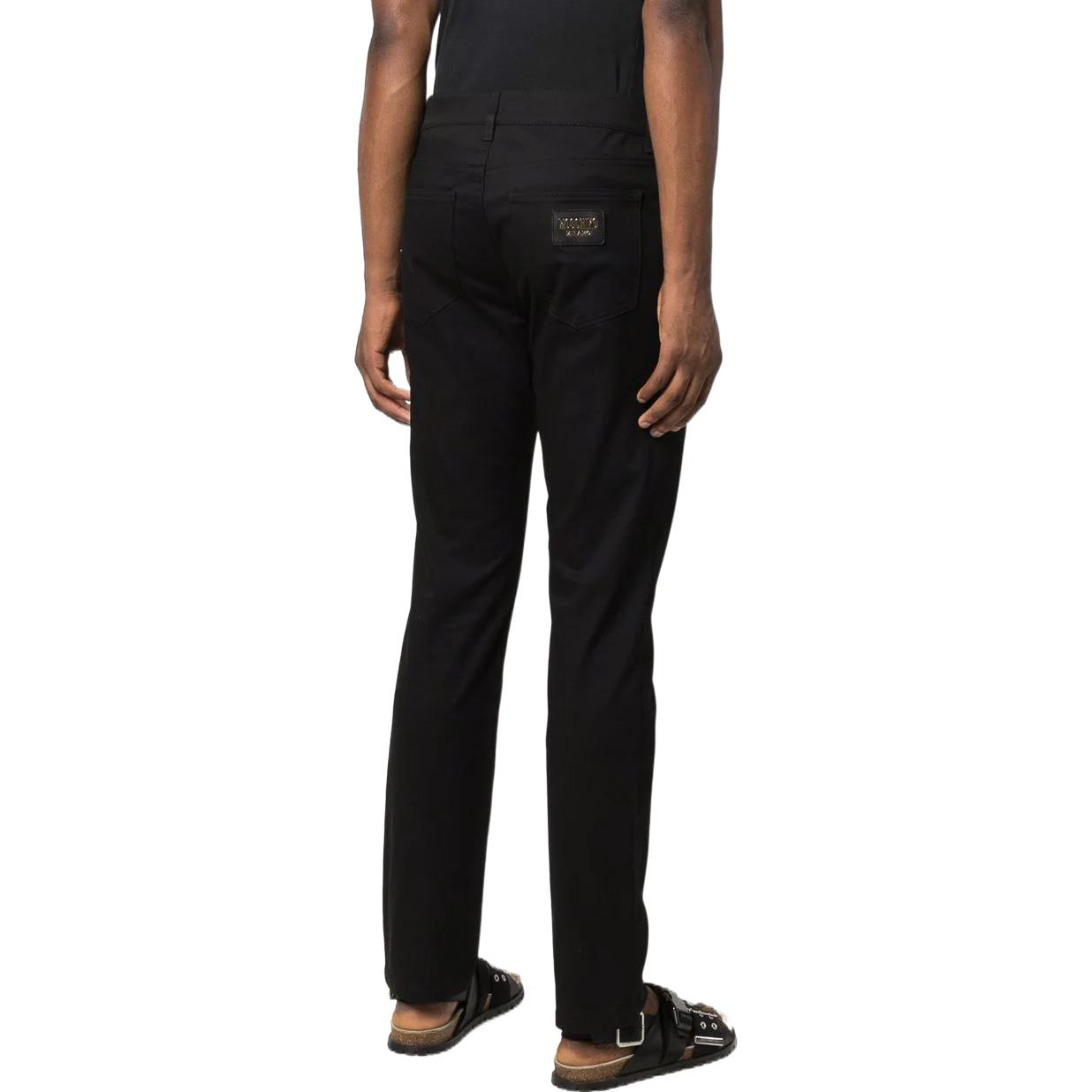 Purchase 모스키노 FW22 블랙 로고 스트레이트 레그 캐주얼 팬츠 A0341-2021-0555