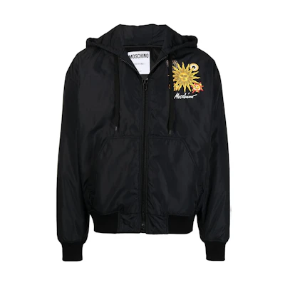 MOSCHINO FW22 Black Sun Print Puffer Zip Jacket A0603-2016-1555