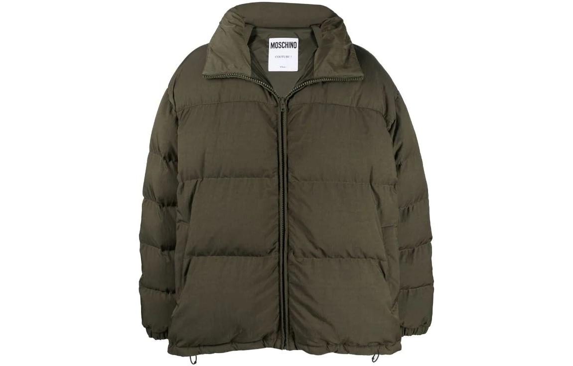 MOSCHINO FW22  Green Jacket with Zipper and Colorful Logo Back Design. A0628-7015-1443