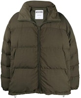 MOSCHINO FW22 Green Jacket with Zipper and Colorful Logo Back Design. A0628-7015-1443 MOSCHINO FW22 Green Jacket with Zipper and Colorful Logo Back Design. A0628-7015-1443