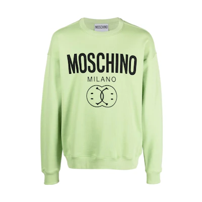 MOSCHINO FW22 Light Green Pullover Sweatshirt with Logo Print. J1726-7028-1397