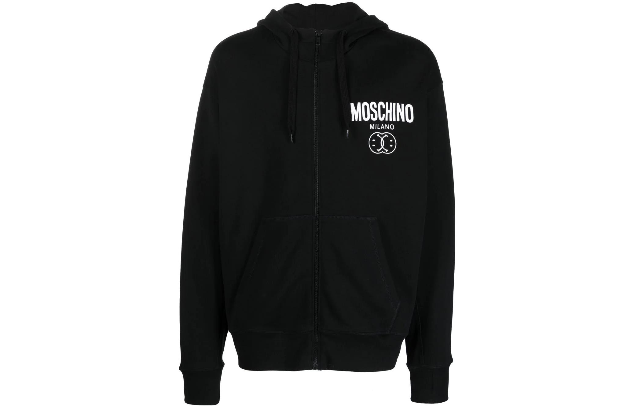 Order MOSCHINO FW22 黑色Logo印花連帽拉鍊長袖衛衣. J1708-2028-0555