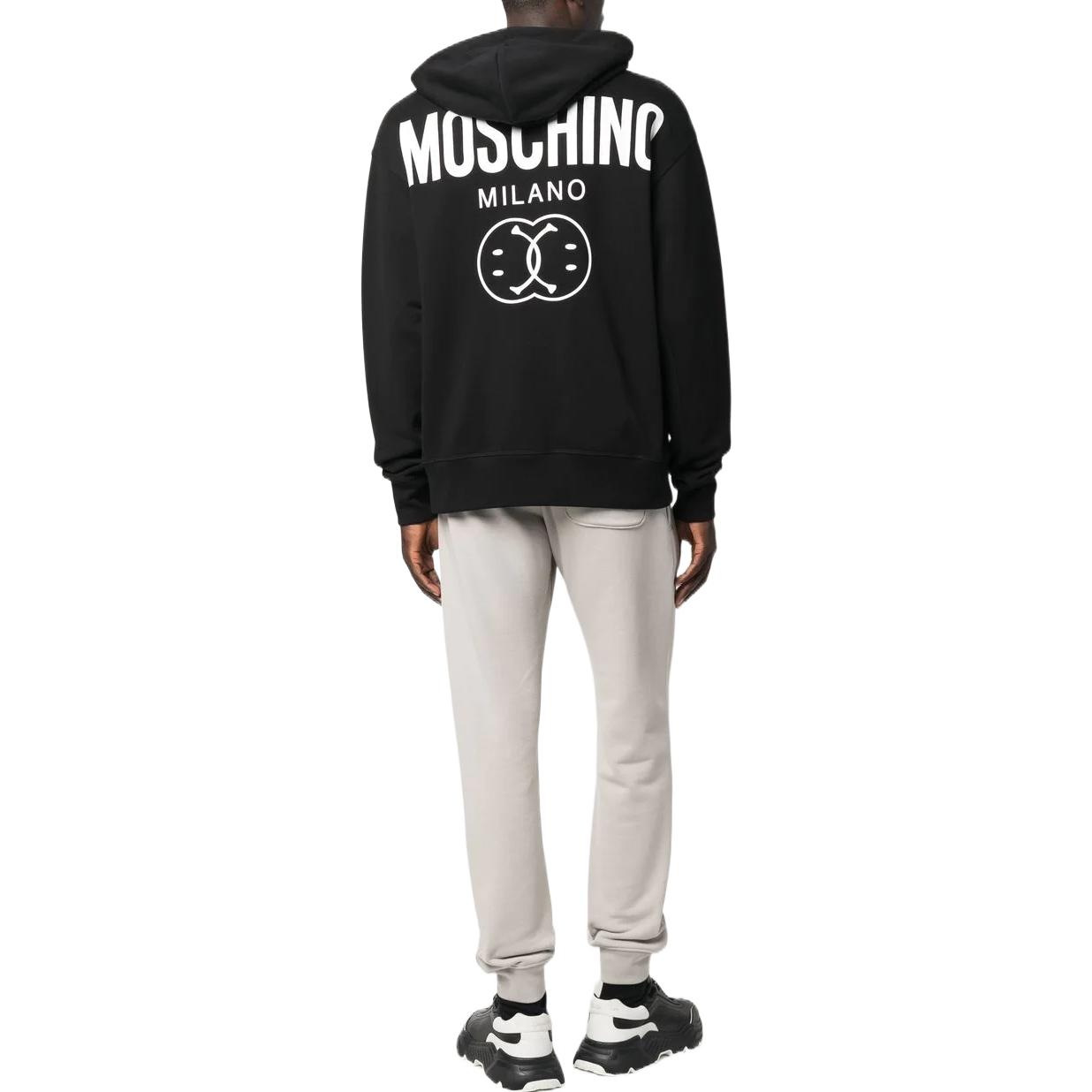 Lookbook MOSCHINO FW22 黑色Logo印花連帽拉鍊長袖衛衣. J1708-2028-0555