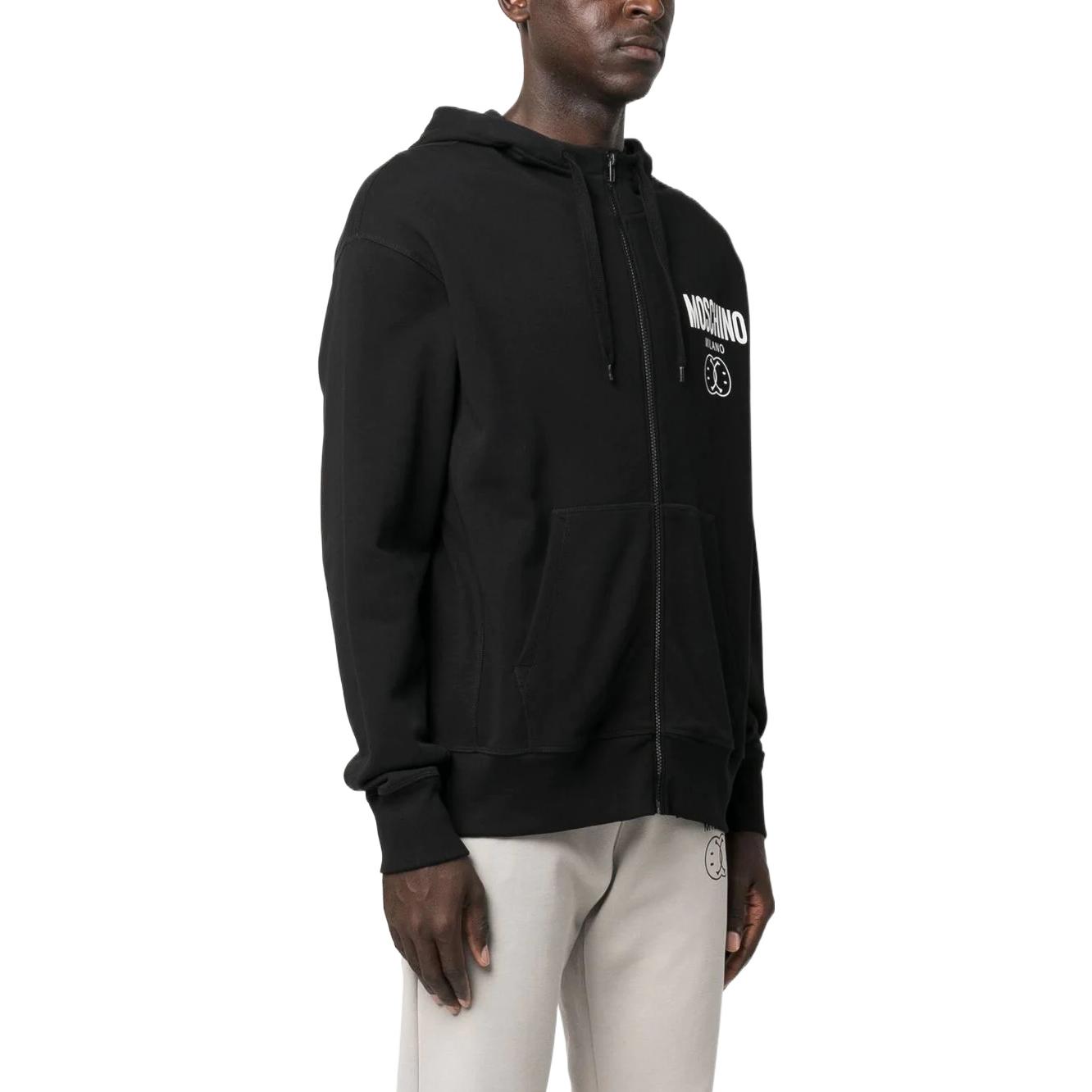 Purchase MOSCHINO FW22 黑色Logo印花連帽拉鍊長袖衛衣. J1708-2028-0555