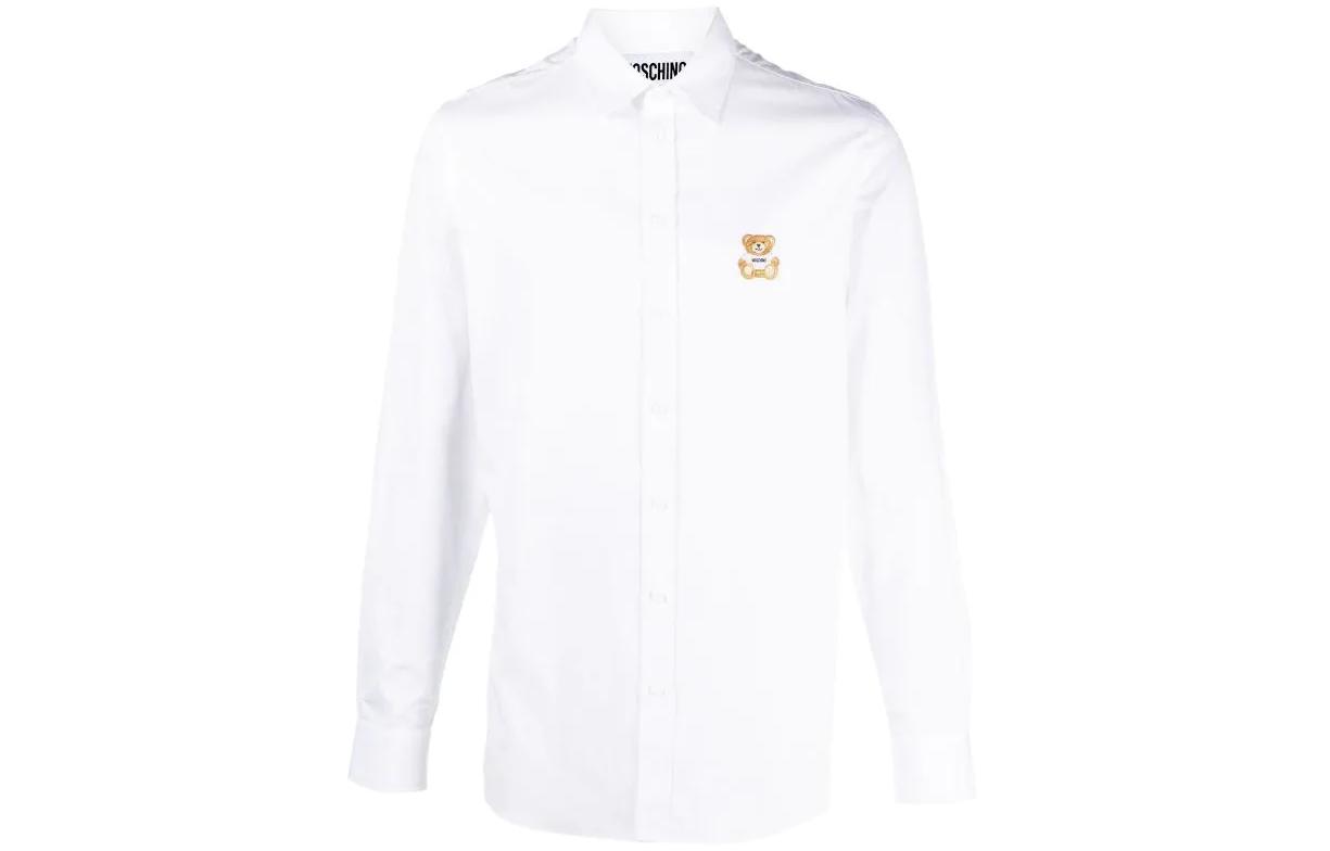 MOSCHINO FW22  White Long-Sleeve Shirt with Bear Print Design. V0221-7035-1001
