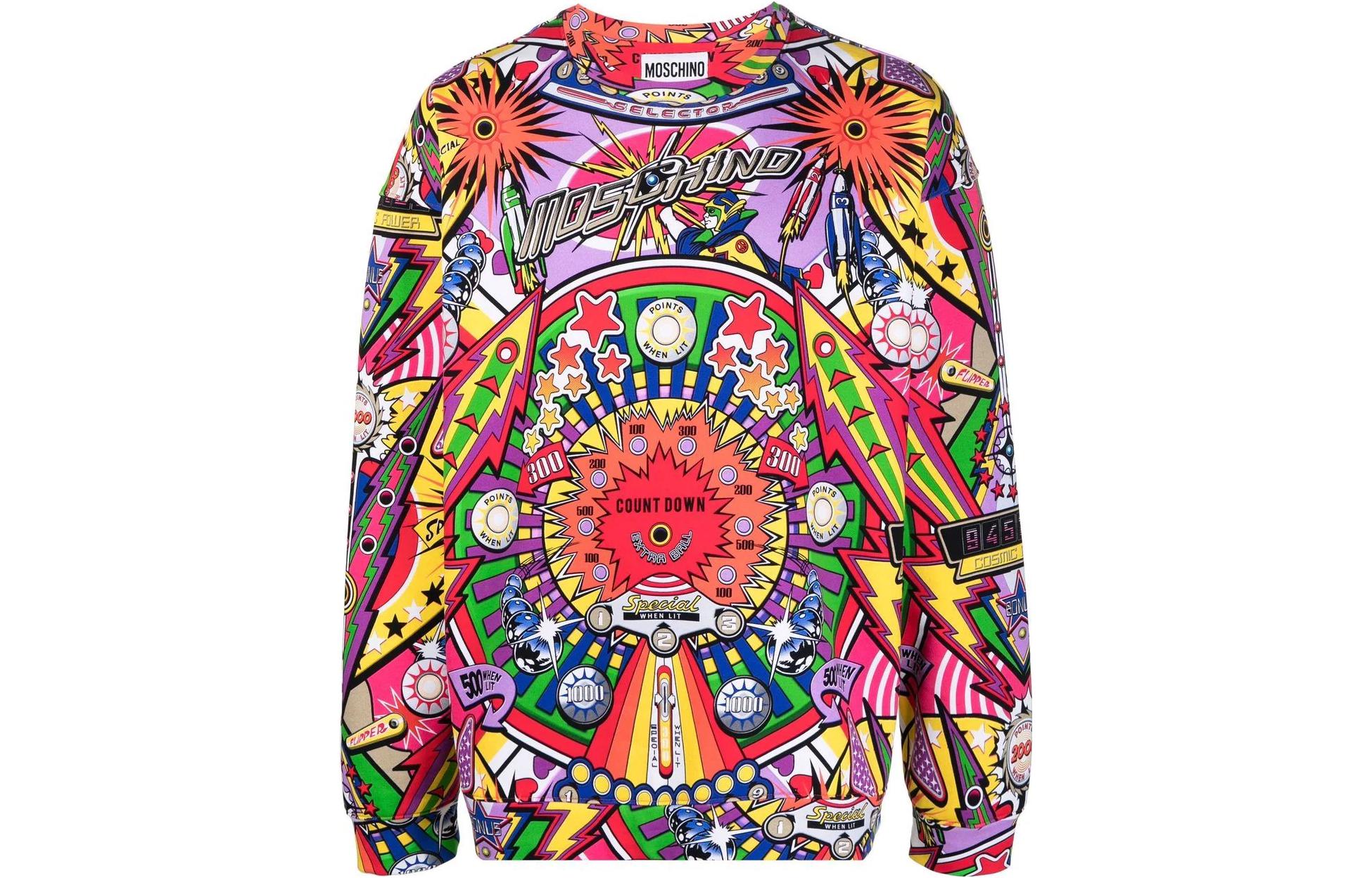 MOSCHINO FW22 All-Over Logo Print Crewneck Sweatshirt Multicolor () J171602272888