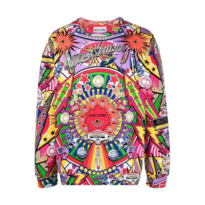 MOSCHINO FW22 All-Over Logo Print Crewneck Sweatshirt Multicolor () J171602272888