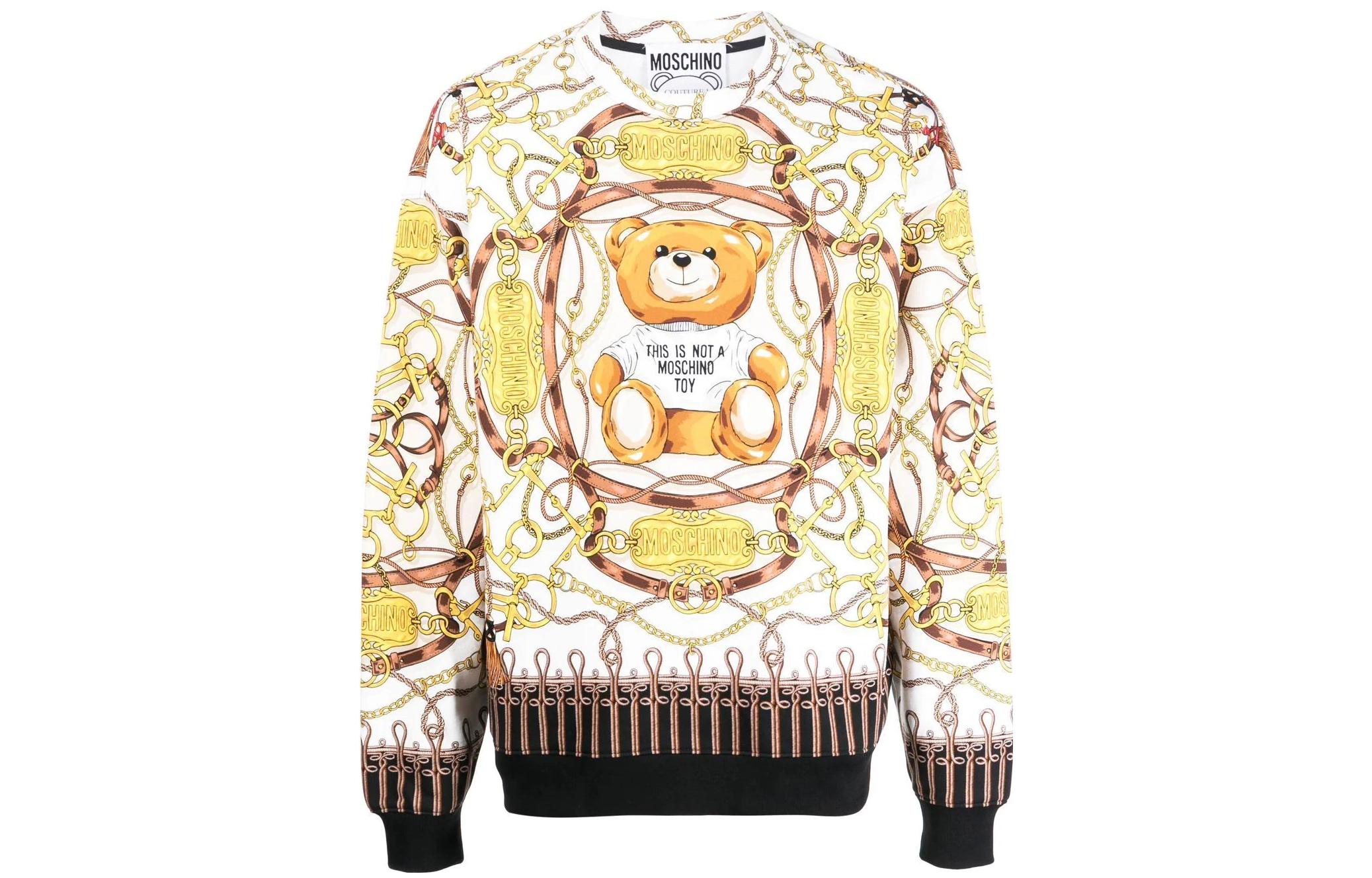 MOSCHINO FW22 All-Over Print Crewneck Pullover Sweatshirt White () V1711-5227-1003