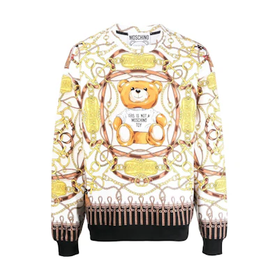 MOSCHINO FW22 All-Over Print Crewneck Pullover Sweatshirt White () V1711-5227-1003