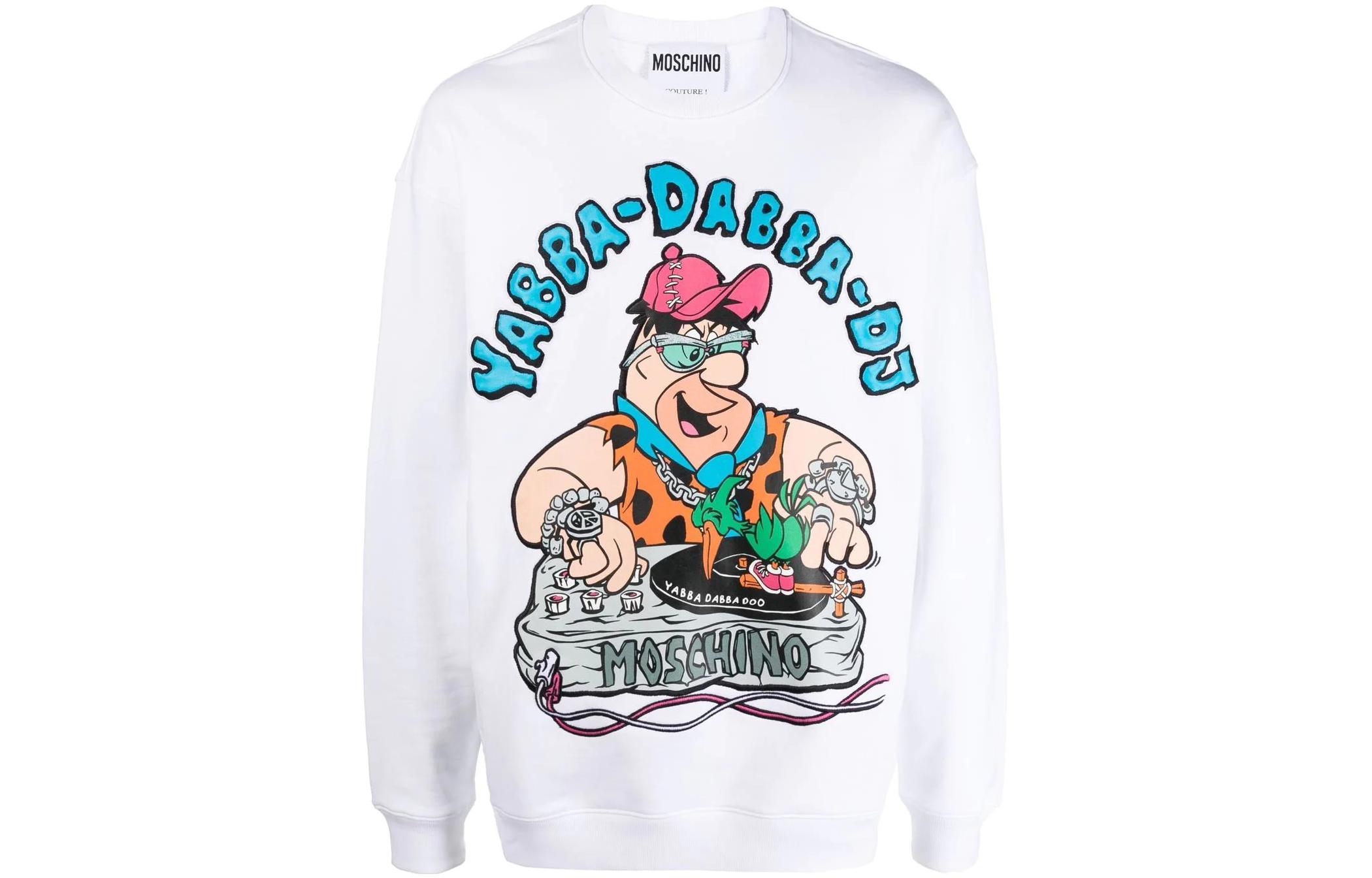 MOSCHINO FW22 Alphabet Print Crewneck Long Sleeve Sweatshirt Unisex White. B1799-6028-1001