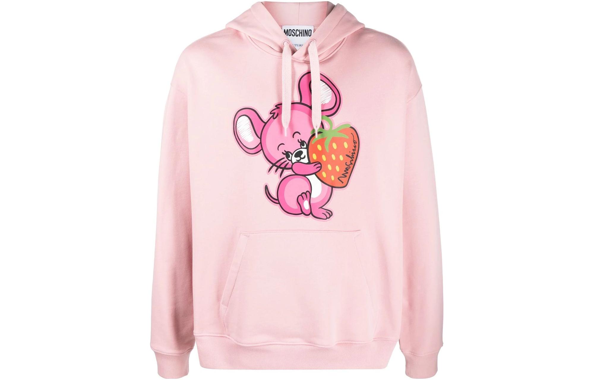 MOSCHINO FW22 Animal Print Logo Pink Hoodie Fashion A1714-7028-1187