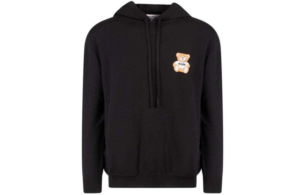 MOSCHINO FW22 Bear Print Pullover Hoodie Black Mens. A0914-7000-0555