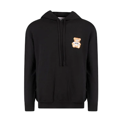 MOSCHINO FW22 Bear Print Pullover Hoodie Black Mens. A0914-7000-0555