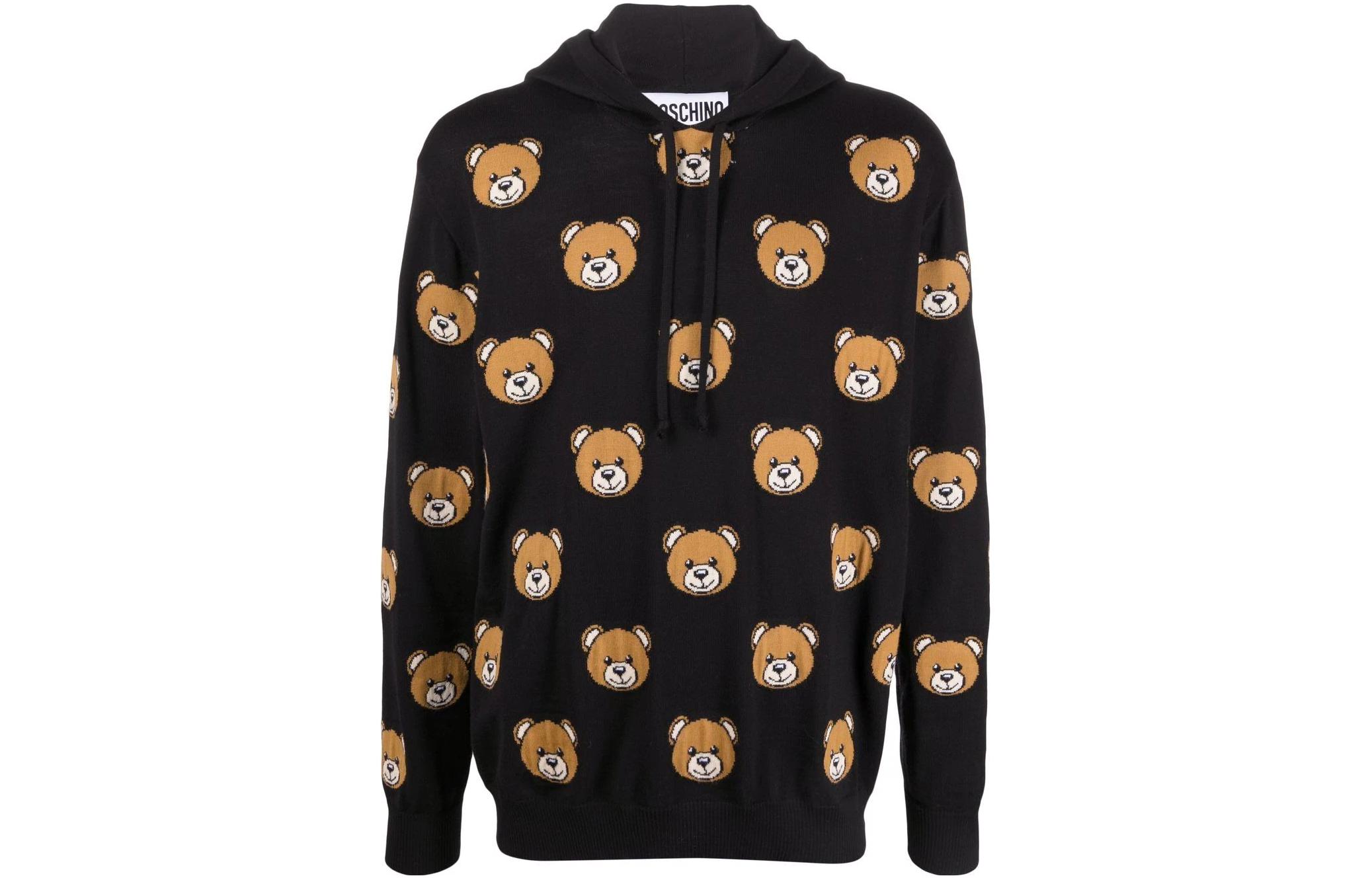 MOSCHINO FW22 Black Cartoon Print Pullover Hoodie Long Sleeve V0922-5200-2555