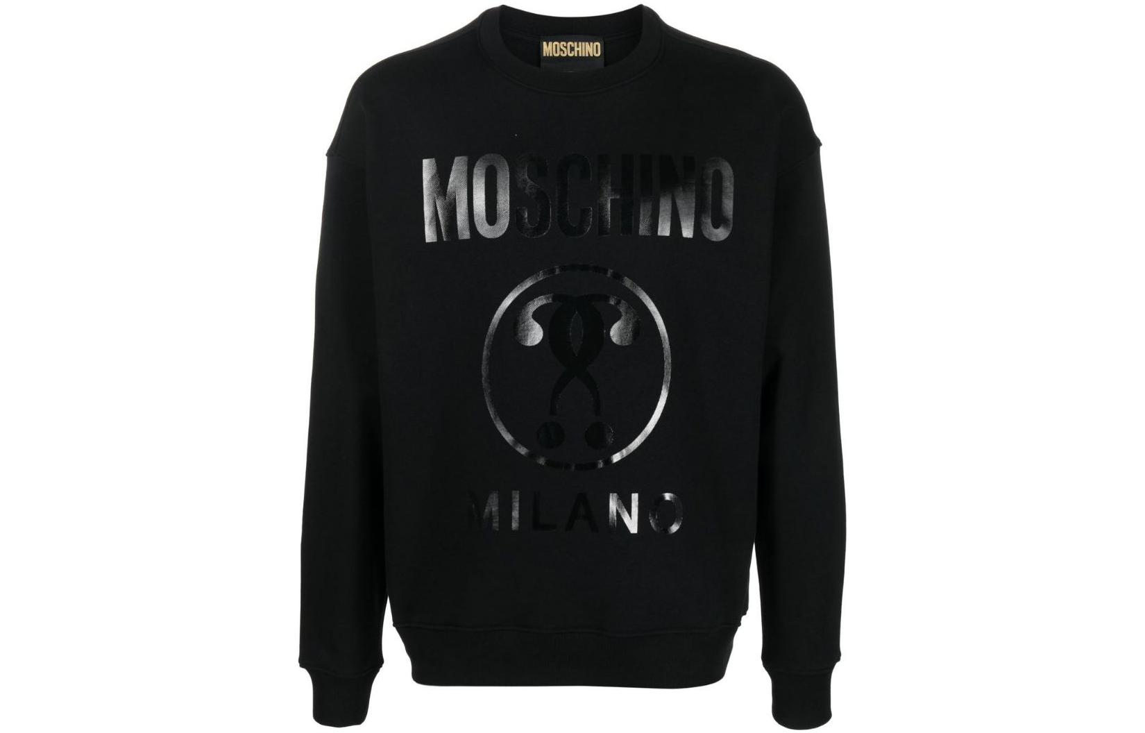 MOSCHINO FW22 Black Crewneck Logo Print Long Sleeve Sweatshirt A1702-7028-0555