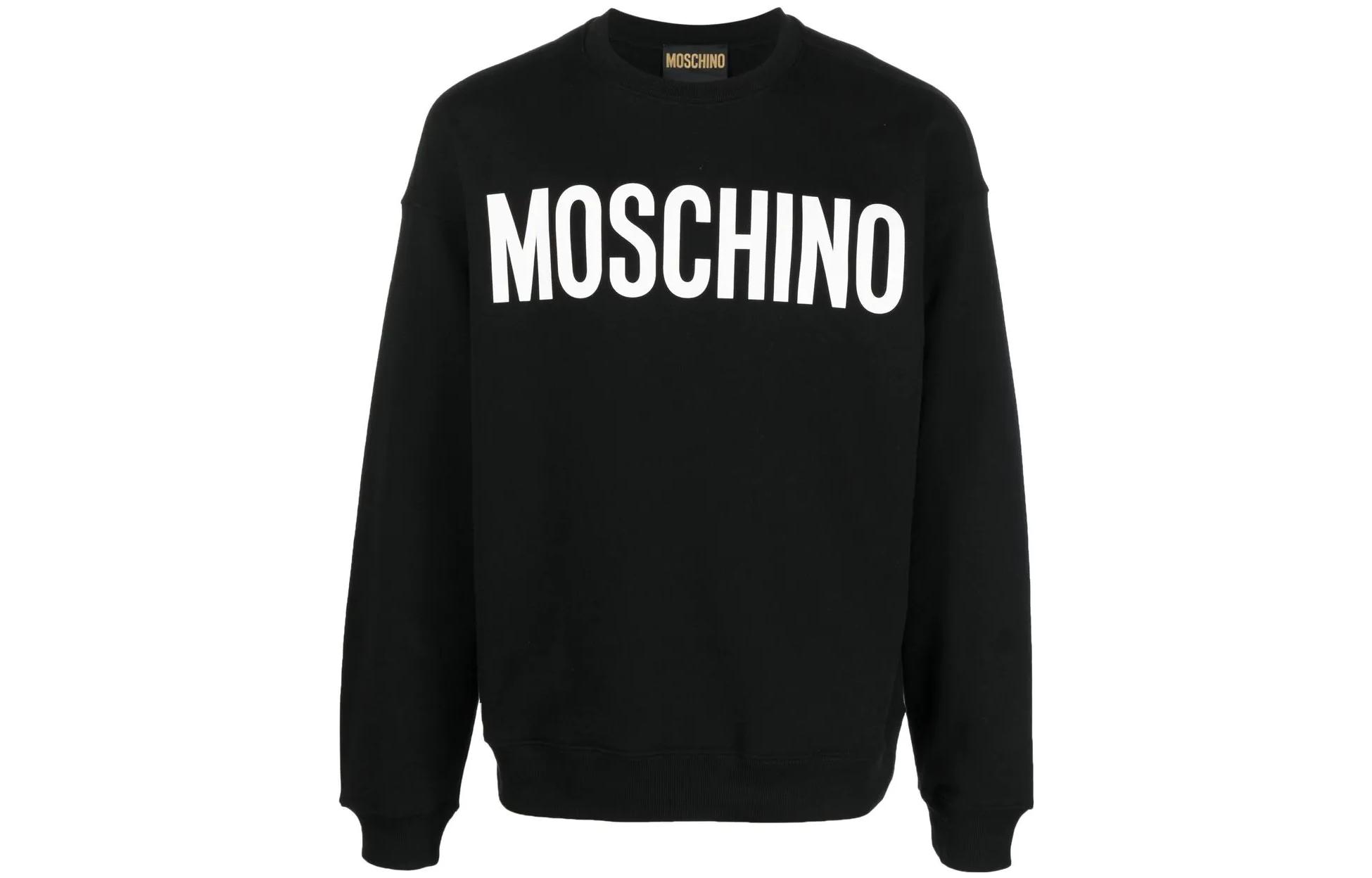 MOSCHINO FW22 Black Crewneck Sweatshirt with Logo Print Design A1701-5228-1555