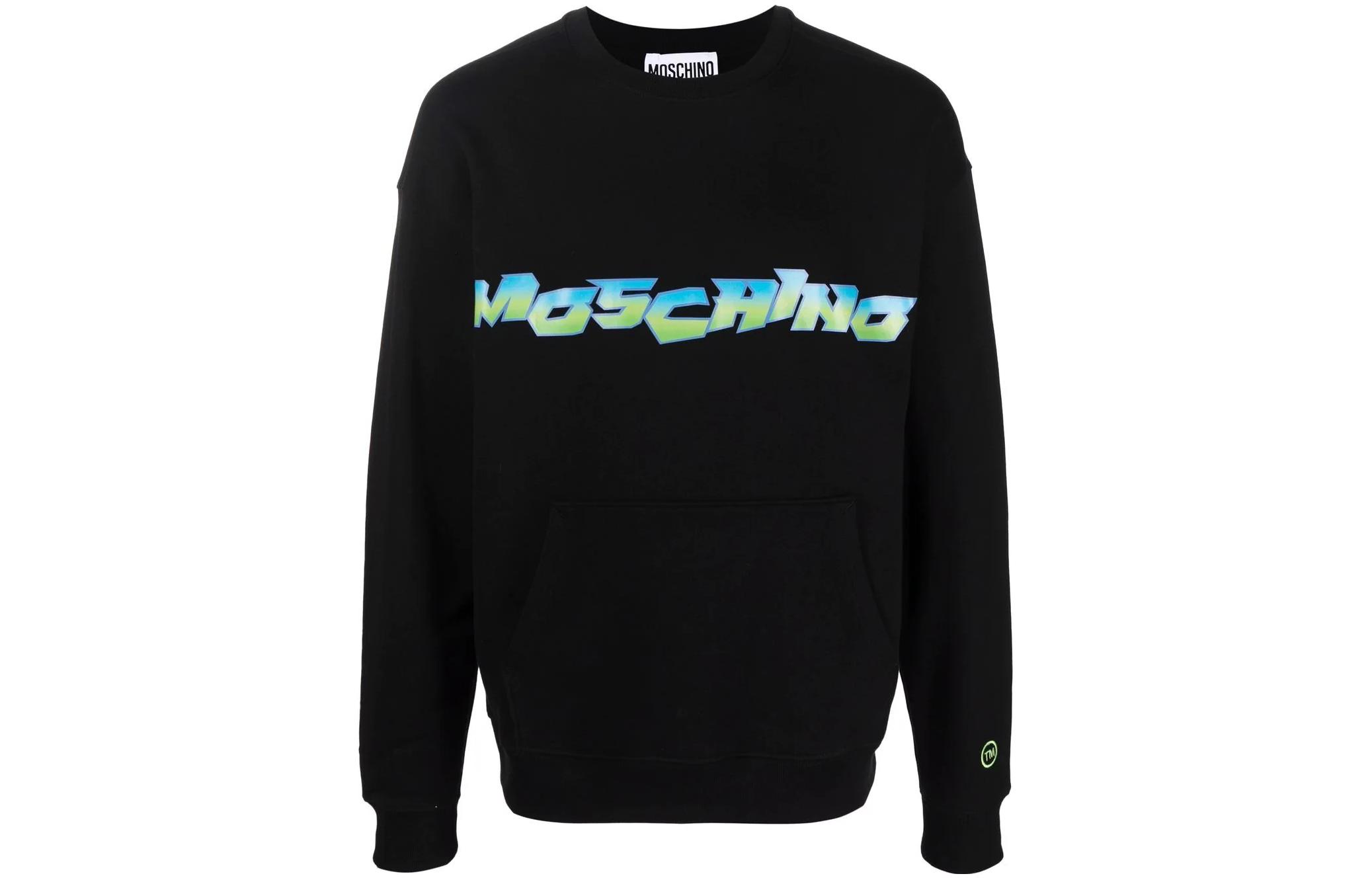 MOSCHINO FW22 Black Crewneck Sweatshirt with Logo Print for Men A1720-2028-1555