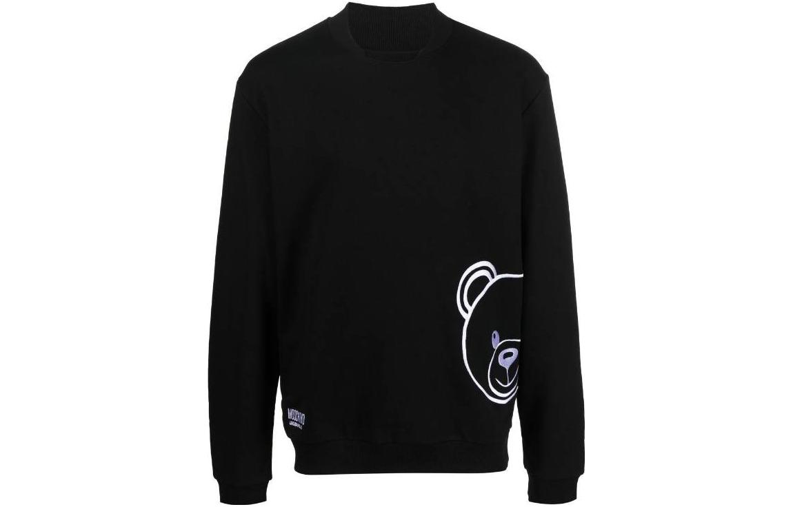 MOSCHINO FW22 Black Pullover Sweatshirt with Iconic Teddy Bear Print () A1721-8121-0555