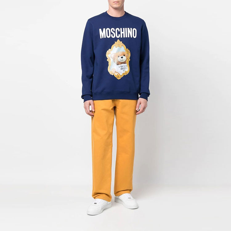 Lookbook MOSCHINO FW22 藍色熊熊Logo圓領長袖時尚衛衣 V1787-7228-7287