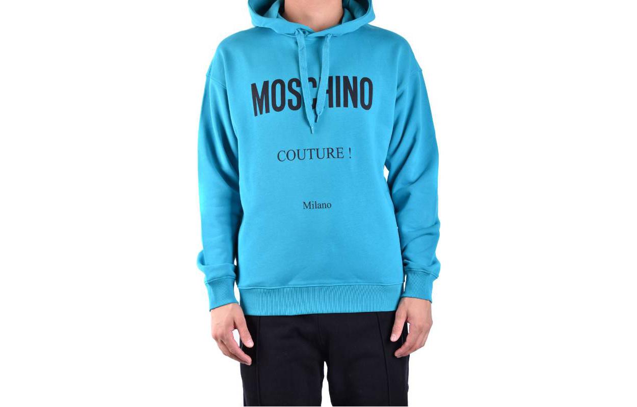 MOSCHINO FW22 Blue Hoodie with Letter Print Design A1706-5228-1366