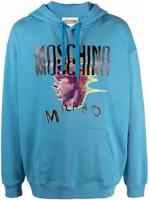 MOSCHINO FW22 Blue Logo Print Oversized Hoodie with Drawstring A1710-7027-1307 MOSCHINO FW22 Blue Logo Print Oversized Hoodie with Drawstring A1710-7027-1307