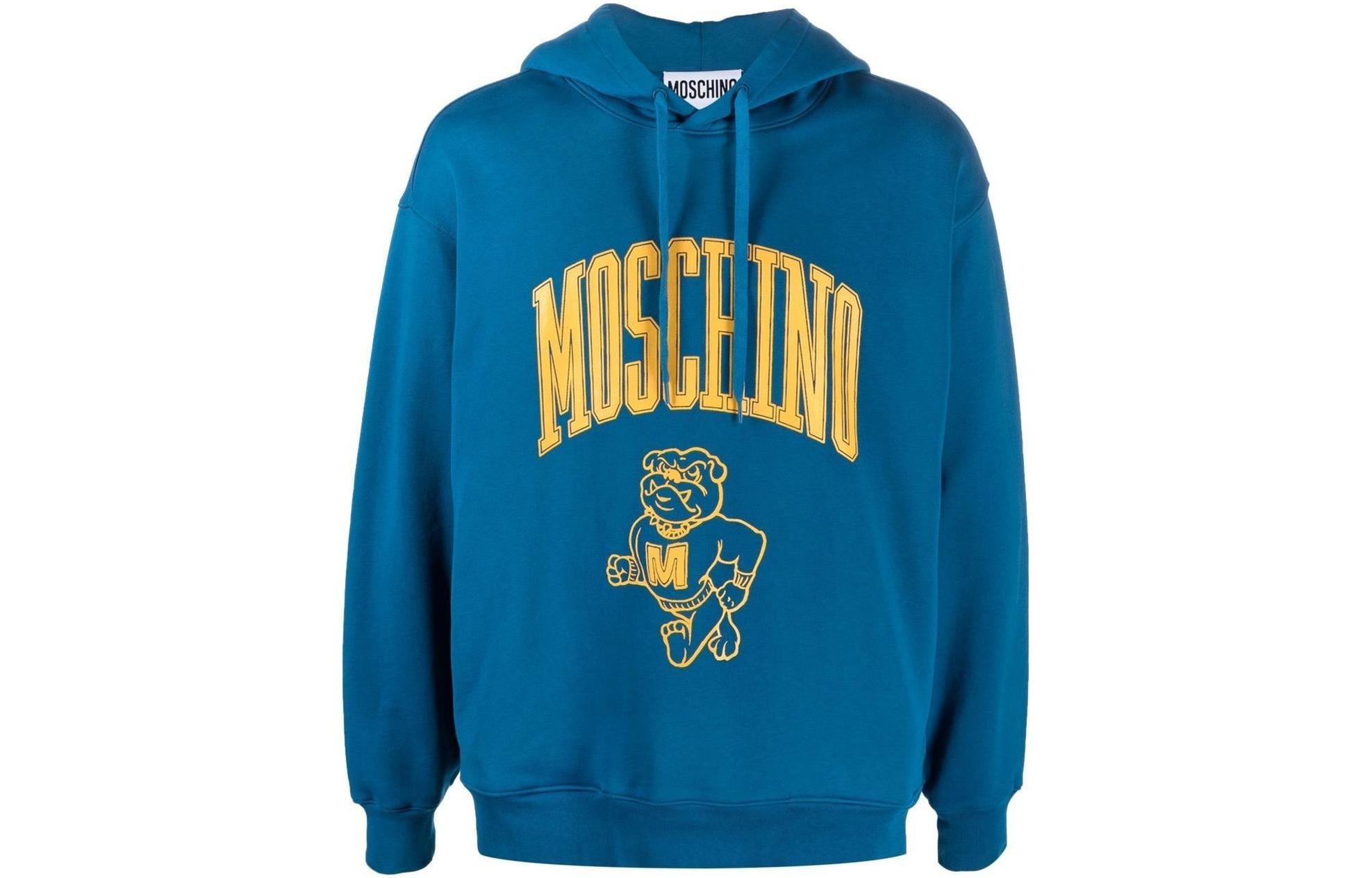 Moschino FW22 Blue Loose Fit Logo Print Cotton Hoodie A1708-7031-1320