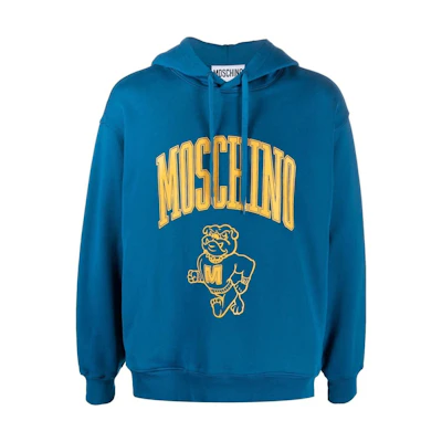 Moschino FW22 Blue Loose Fit Logo Print Cotton Hoodie A1708-7031-1320