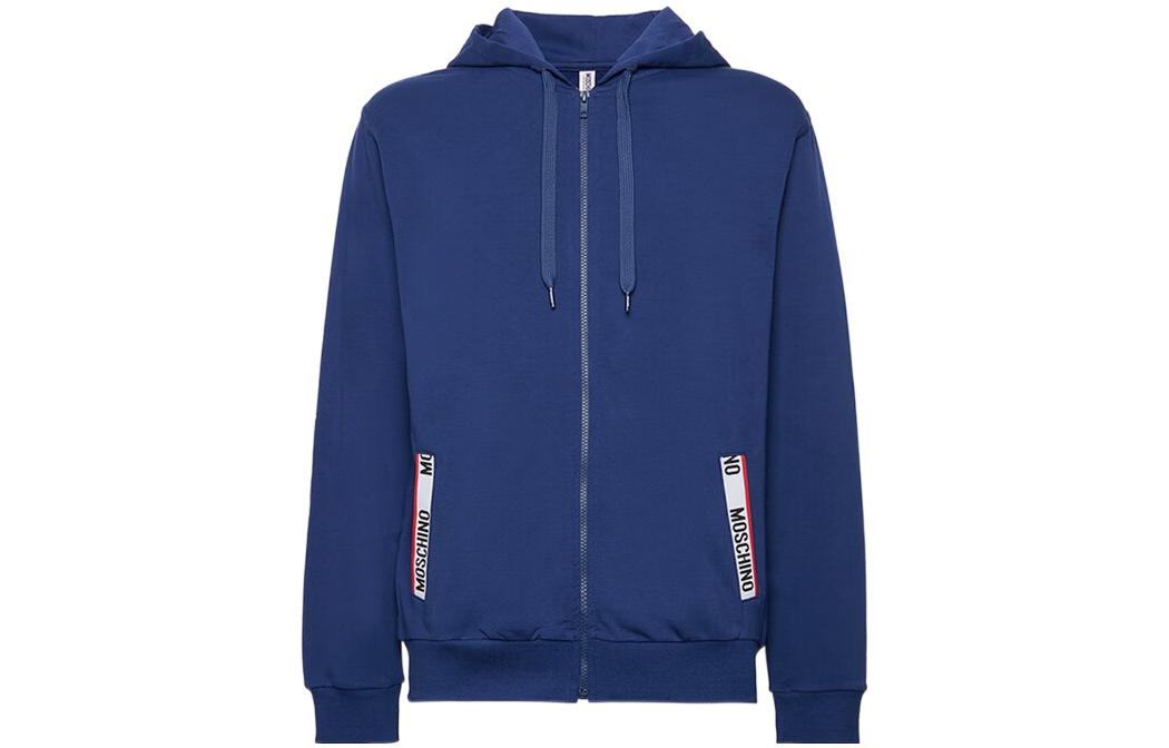 MOSCHINO FW22 Blue Solid Color Loose Fit Hoodie A1705-8106-0090