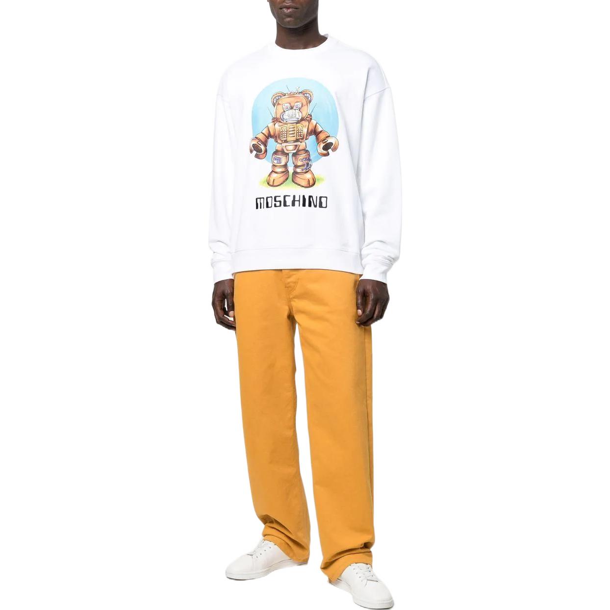 Lookbook モスキーノ FW22 カートゥーンロゴプリント クルーネック スウェットシャツ ホワイト メンズ V1727-7028-1001