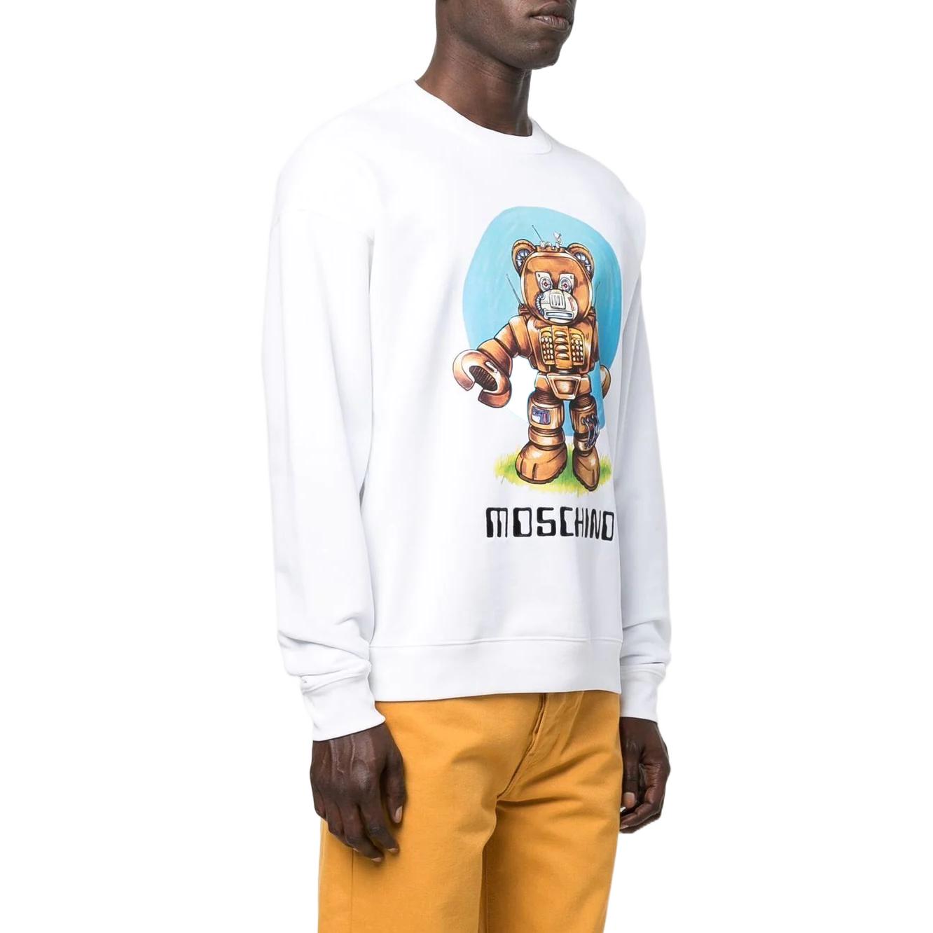 Purchase モスキーノ FW22 カートゥーンロゴプリント クルーネック スウェットシャツ ホワイト メンズ V1727-7028-1001