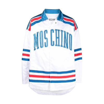 MOSCHINO FW22 Color-Block Striped Single-Breasted Jacket White A062-57016-2001