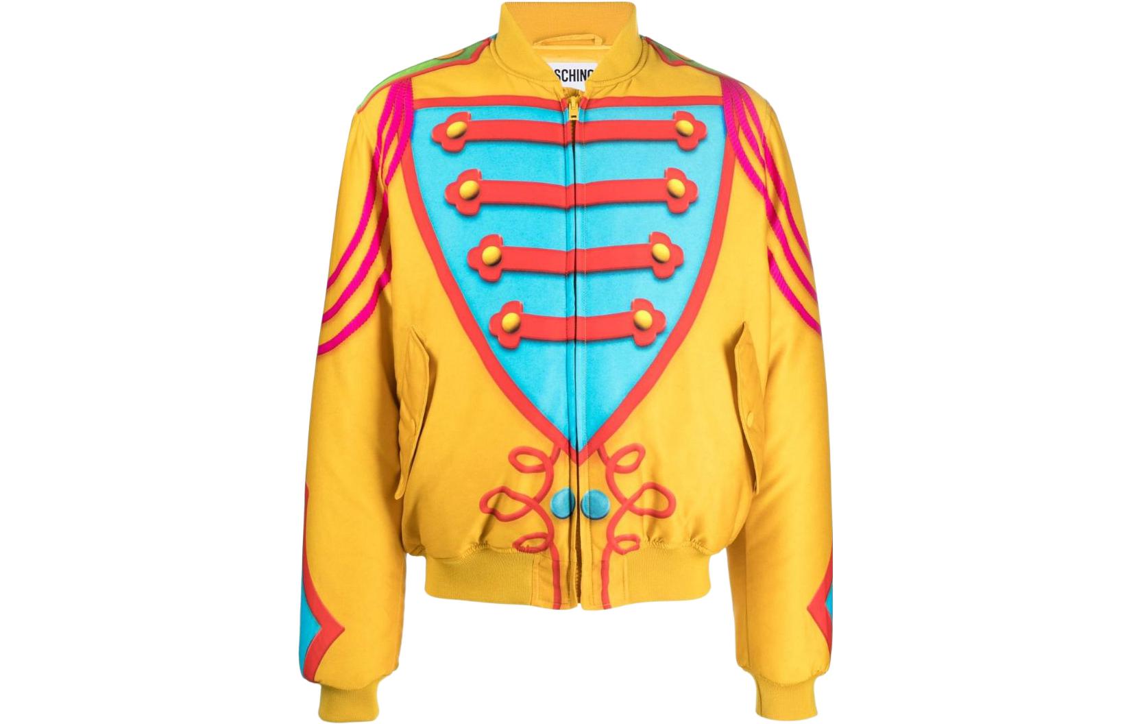 MOSCHINO FW22 Colorblock Print Zip-Up Bomber Jacket Yellow J061352571422