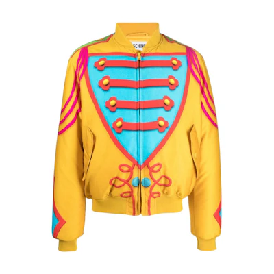 MOSCHINO FW22 Colorblock Print Zip-Up Bomber Jacket Yellow J061352571422