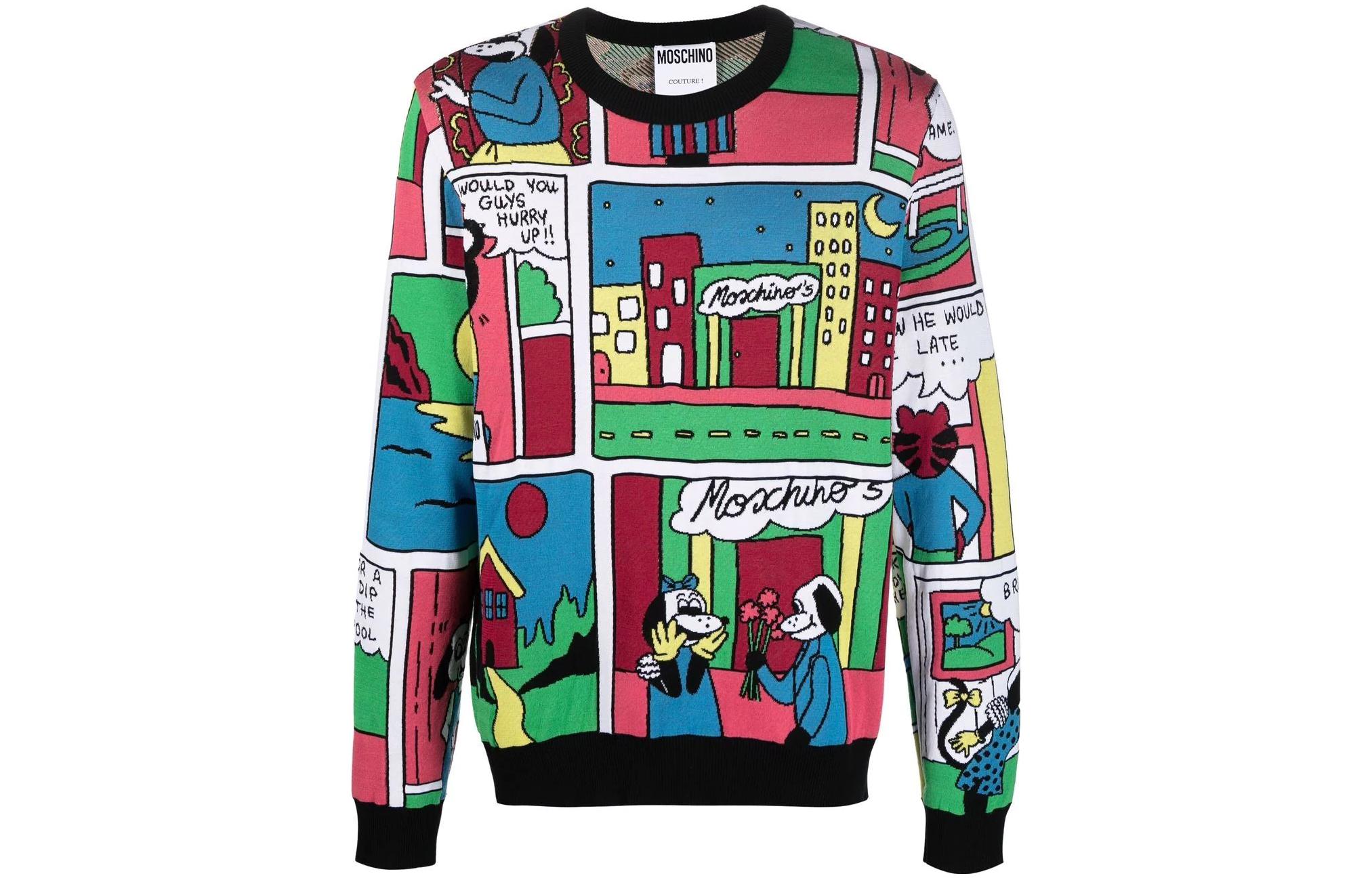 MOSCHINO FW22 Comic Print Crewneck Long Sleeve Sweatshirt Multicolor () A0916-0203-1555