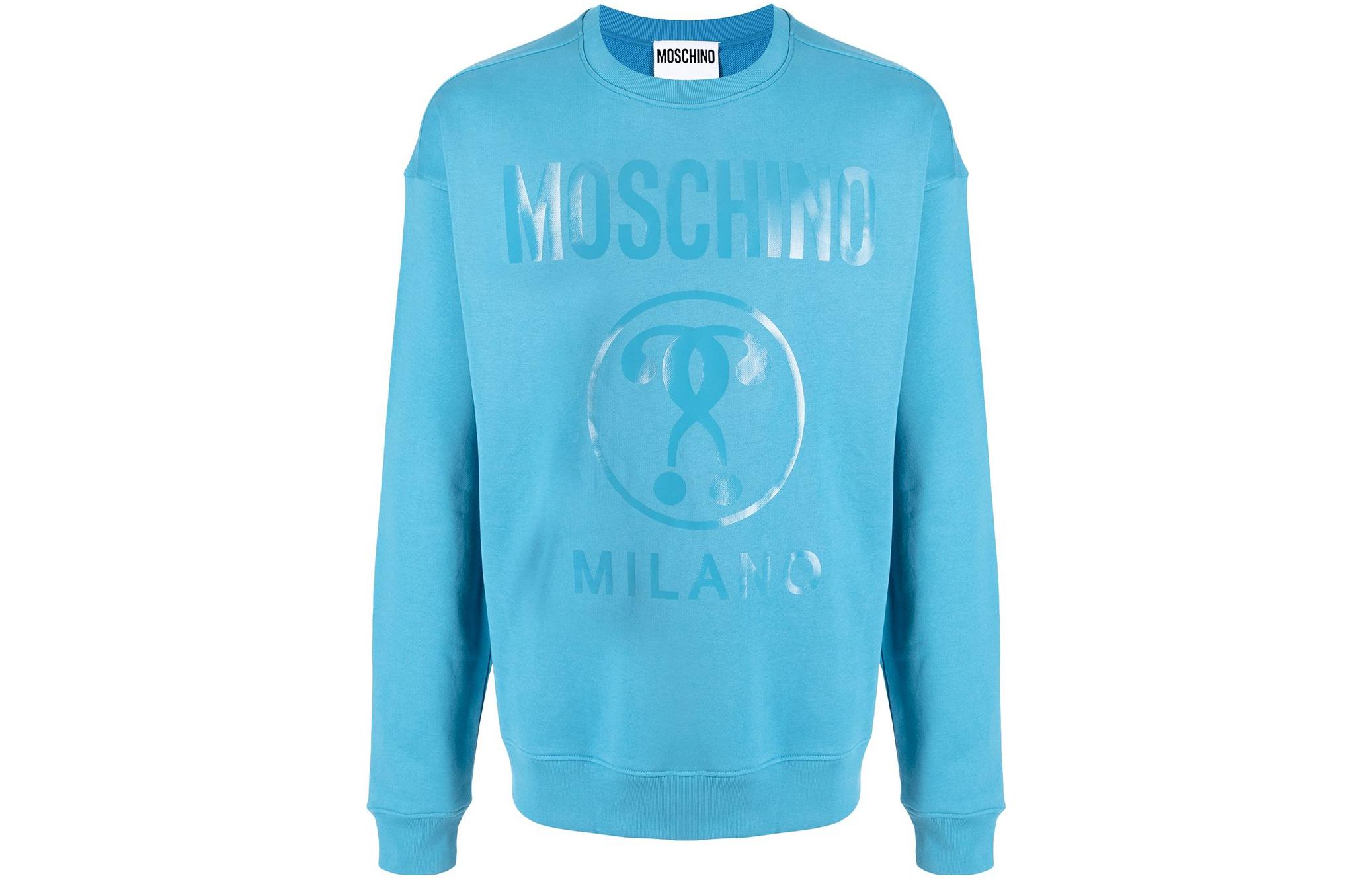 MOSCHINO FW22 Double Question Mark Logo Crewneck Sweatshirt Blue - J1704-7027-0307