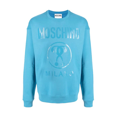 MOSCHINO FW22 Double Question Mark Logo Crewneck Sweatshirt Blue - J1704-7027-0307