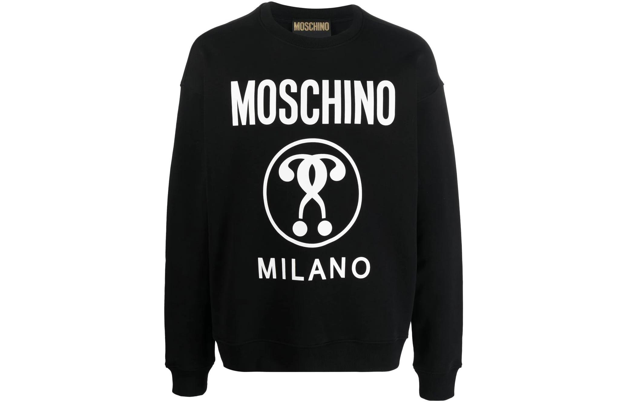 MOSCHINO FW22 Double Question Mark Logo Pullover Sweatshirt Black - A1702-7028-1555