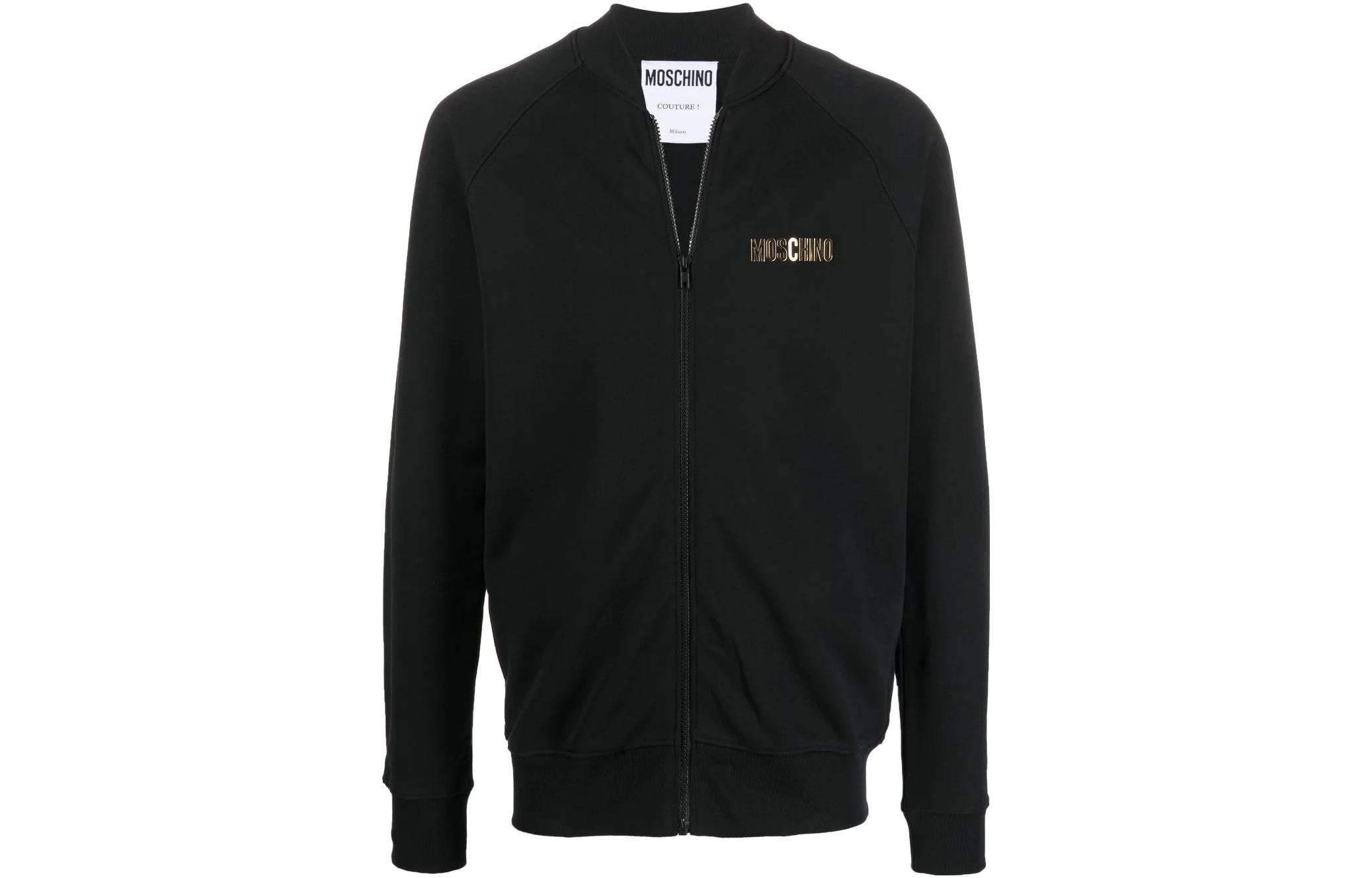 MOSCHINO FW22 Fitted Jacket with Metallic Logo Zipper Black J1720-0228-0555