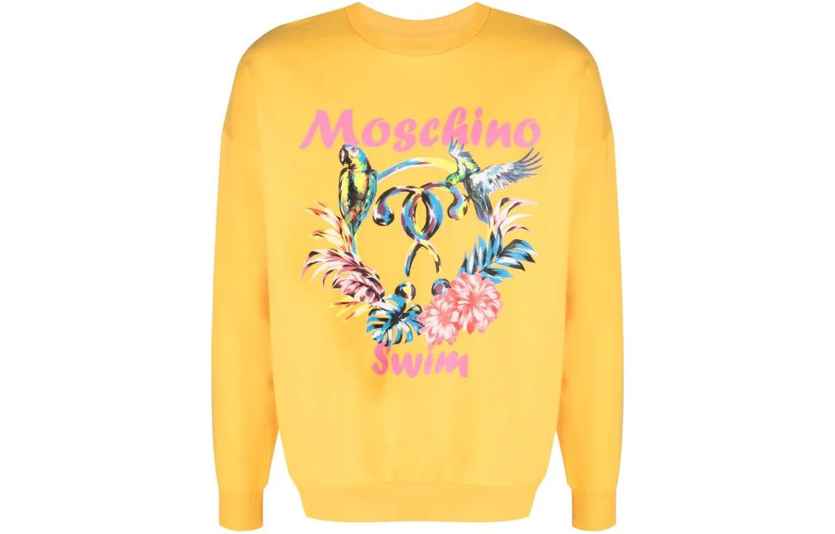 MOSCHINO FW22 Floral Bird Print Pullover Sweatshirt Yellow () A1703-2321-0048