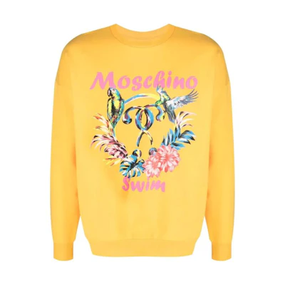 MOSCHINO FW22 Floral Bird Print Pullover Sweatshirt Yellow () A1703-2321-0048