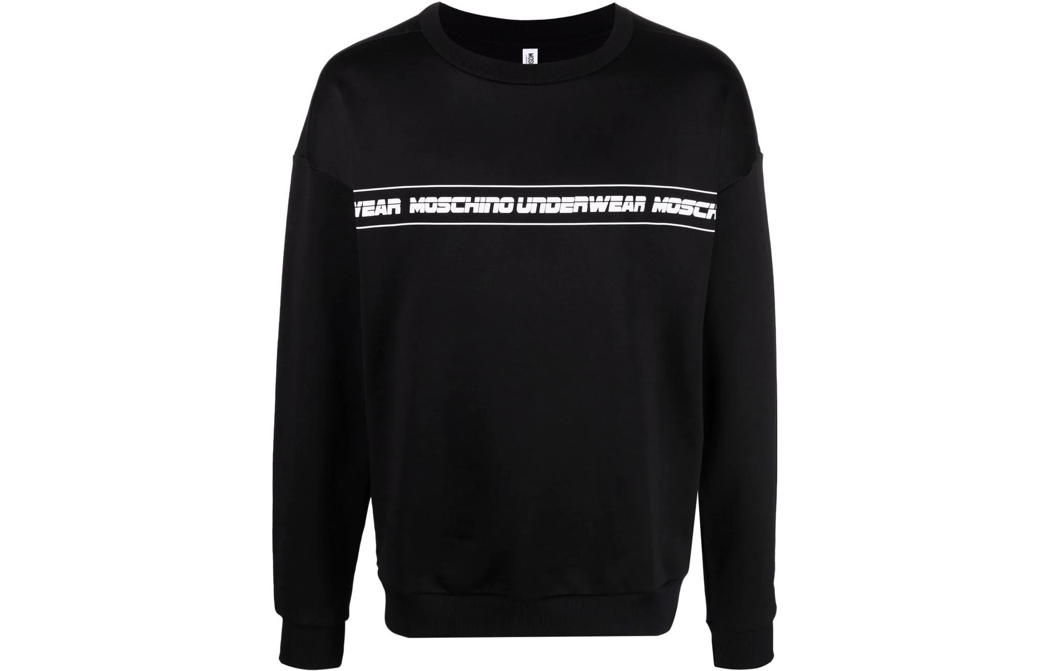 MOSCHINO FW22 Front Logo Printed Crewneck Sweatshirt Black V1724-8129-0555