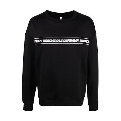 MOSCHINO FW22 Front Logo Printed Crewneck Sweatshirt Black V1724-8129-0555
