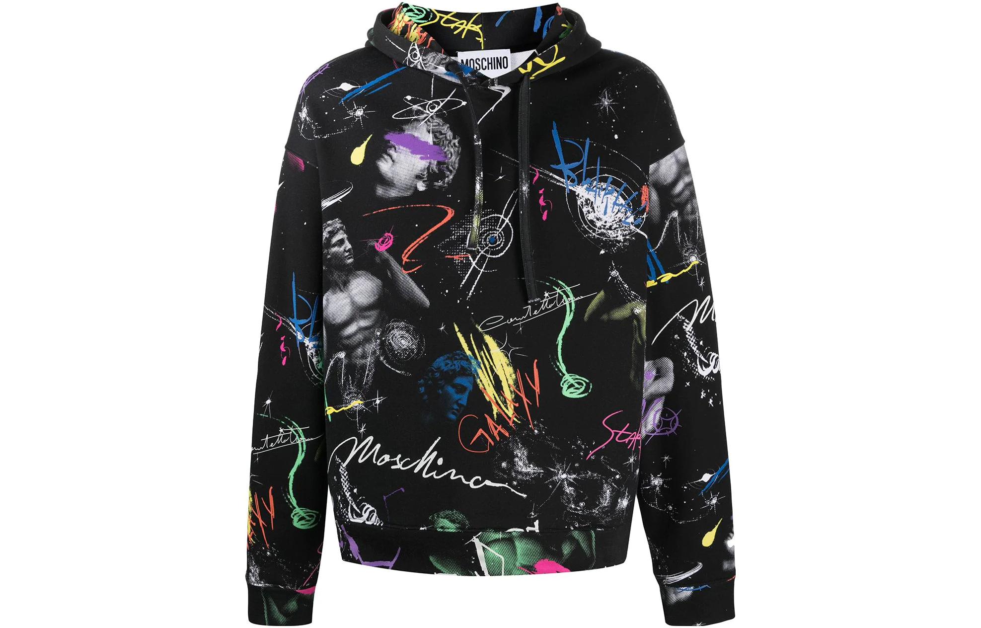 MOSCHINO FW22 Galaxy Logo Print Hoodie Black Fashion A1710-2027-2555