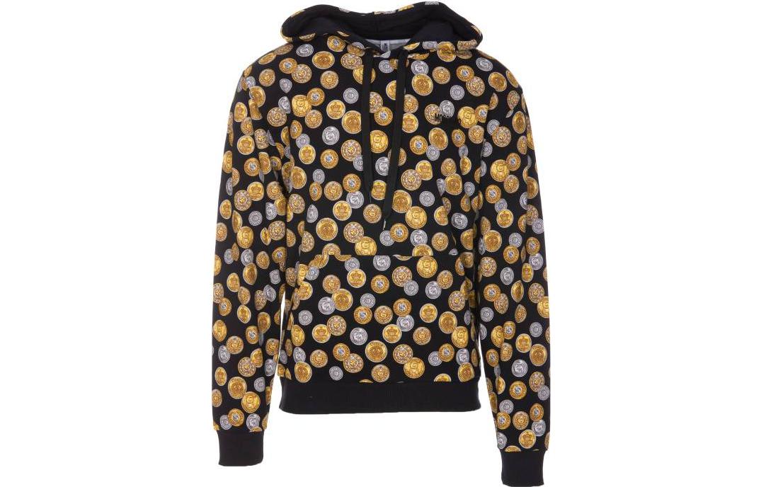MOSCHINO FW22 Gold Graphic Print Pullover Hoodie Long Sleeve 1715-8130-1555